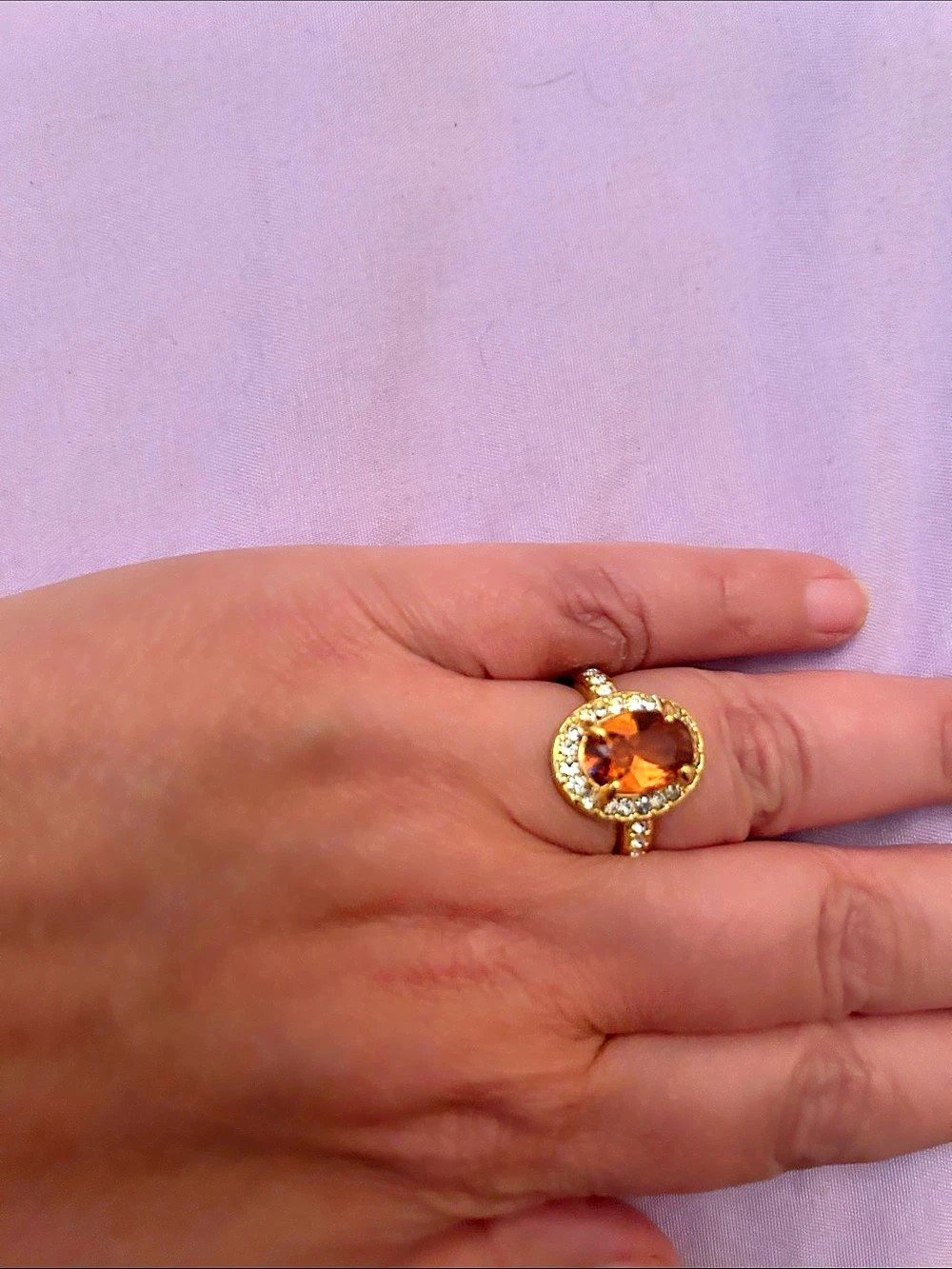 Gold-Tone Orange Stone Ring